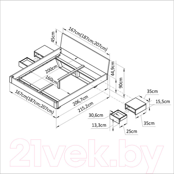 Изображение товара Прикроватная тумба Dipriz Дольче Вита с ящиком Д.1495.1 (дикий дуб/дуб масло)