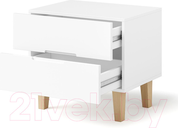Изображение товара Прикроватная тумба Dipriz Чек 2 ящика / Д.2338.1 (береза/белый/лак)