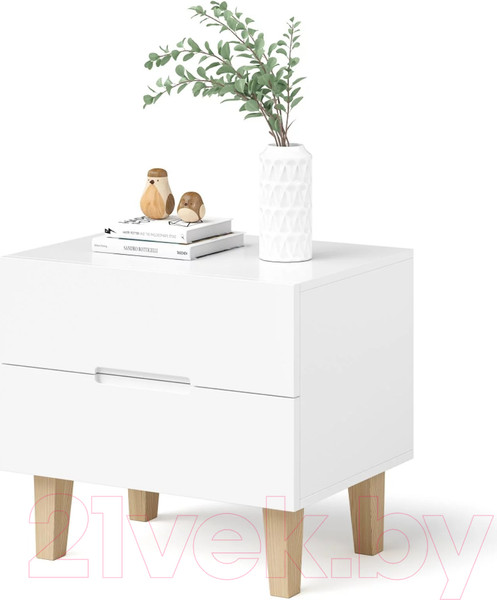 Изображение товара Прикроватная тумба Dipriz Чек 2 ящика / Д.2338.1 (береза/белый/лак)