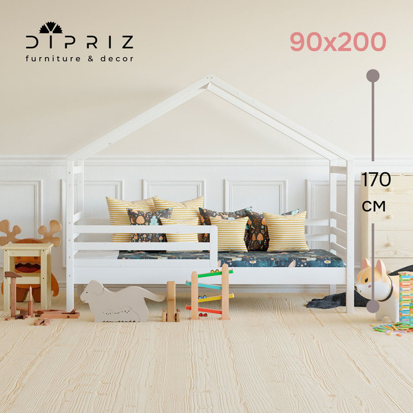 Изображение товара Стилизованная кровать детская Dipriz Д.80007.1 (белый воск)