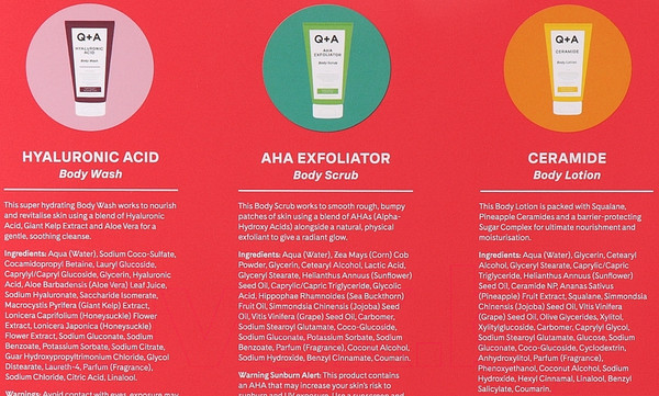 Изображение товара Набор косметики для тела Q+A Travel Trio Гель для душа+Скраб для тела+Лосьон (3x50мл)