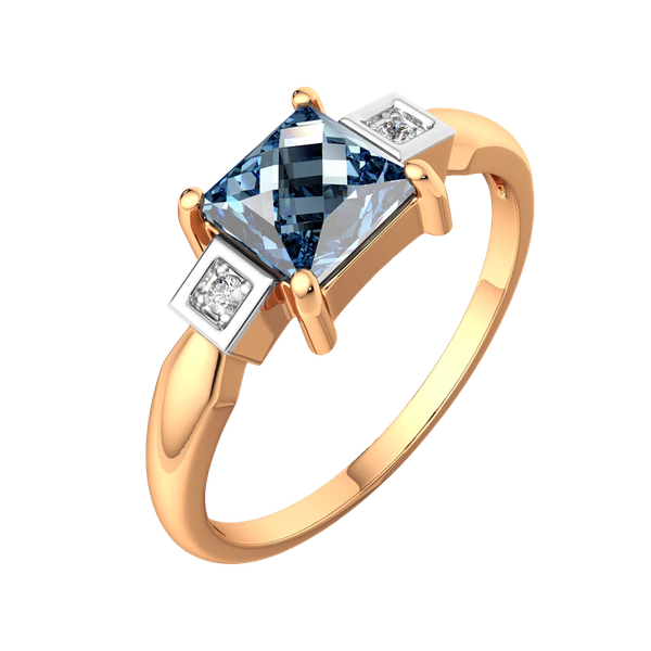 Изображение товара Кольцо из розового золота ZORKA 2D41178.14K.R (р.17, с бриллиантом и топазом)
