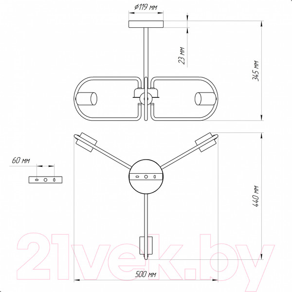Изображение товара Люстра Элетех Солей НПБ 01-3x60-229 Е27 / 1005405392 (131 черный/золото)