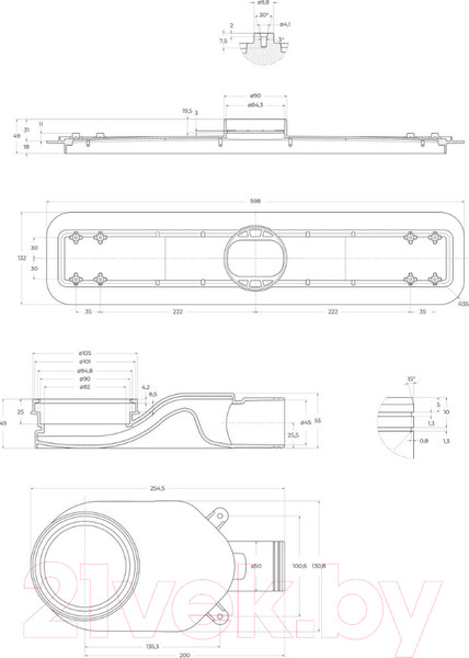 Изображение товара Трап для душа BelBagno BB-LD-LUCE-60-CR