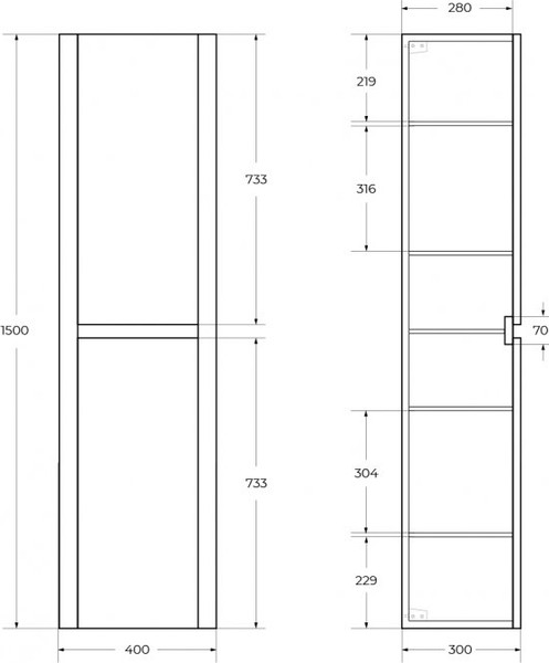 Изображение товара Шкаф-пенал для ванной Cezares RELAX-1500-2A-SO-RC-P