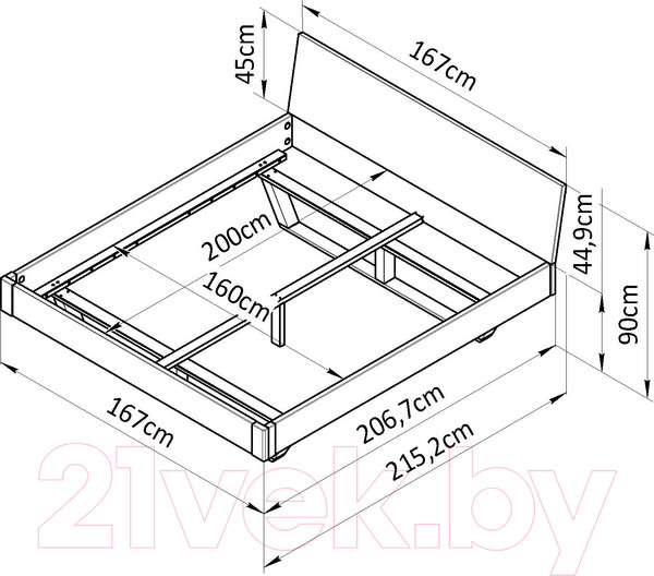 Изображение товара Двуспальная кровать Dipriz Дольче Вита 160x200 / Д.83125.1 (дикий дуб/дуб масло)