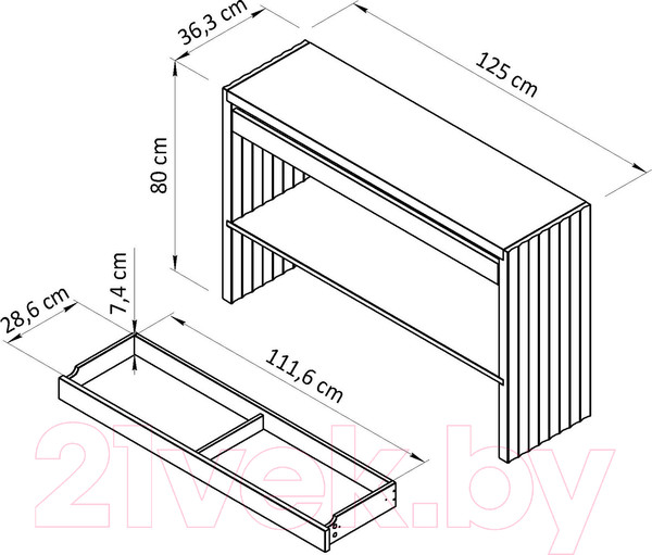 Изображение товара Консольный столик Dipriz Розенбург Д.48017.1 (дуб/белое масло)