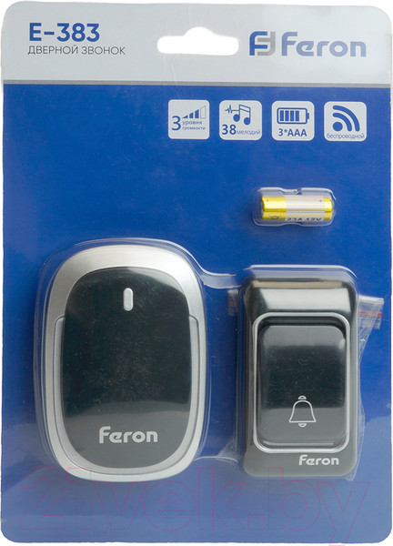 Изображение товара Электрический звонок Feron E-383 / 48924 (черный/серебристый)