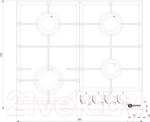 Изображение товара Газовая варочная панель Schtoff H 6034 C30 IS (черный)