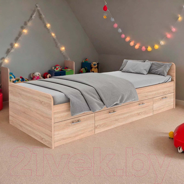 Изображение товара Односпальная кровать Dipriz Borо 90x200 / Д.80070.2 (сонома)