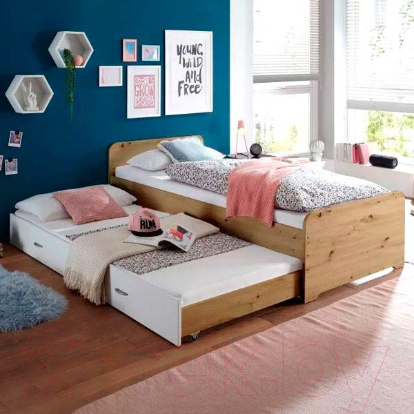 Изображение товара Двухъярусная выдвижная кровать Dipriz Duplo 90x200 / Д.80045.2 (артизан/белый)