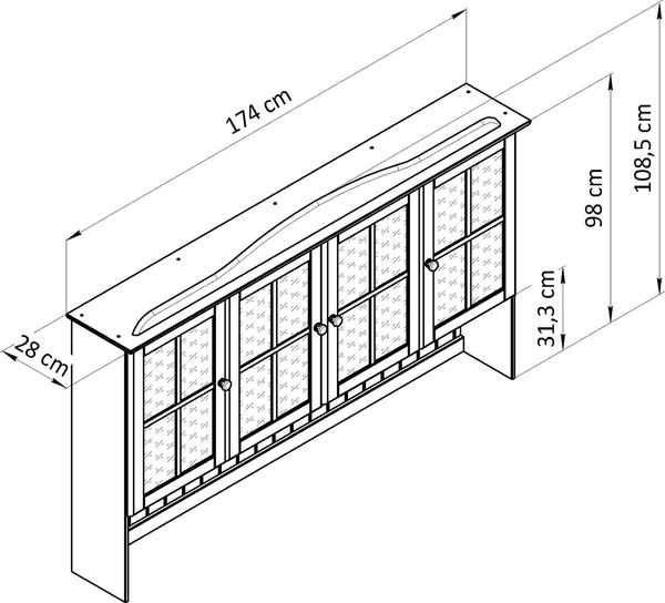 Изображение товара Шкаф навесной Dipriz Lena 4дв / Д.73104.7 (сосна, без отделки)