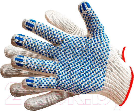 Изображение товара Перчатки защитные Эрдеком х/б 10 кл 5-нитка с ПВХ 116 / 651894 (белый)