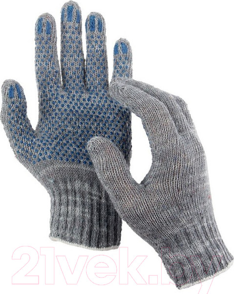 Изображение товара Перчатки защитные Эрдеком х/б 10 кл 5-нитка с ПВХ 116 / 651901 (серый)