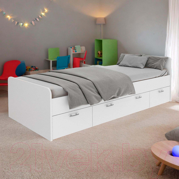 Изображение товара Односпальная кровать Dipriz Boro 90x200 / Д.80070.1 (белый)