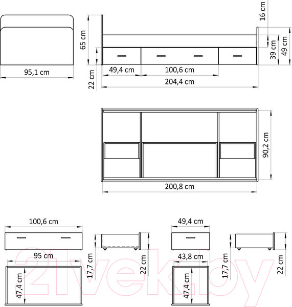 Изображение товара Односпальная кровать Dipriz Boro 90x200 / Д.80070.1 (белый)