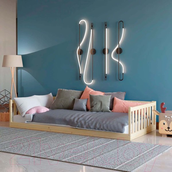 Изображение товара Односпальная кровать детская Dipriz Bufalina 90x200 / Д.80050.2 (прозрачный лак)