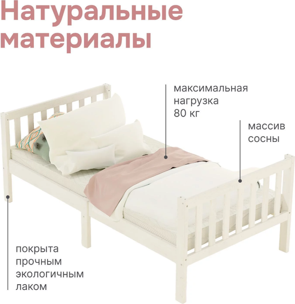 Изображение товара Кровать-тахта детская Dipriz Фиона 80x160 / Д.7552.1 (белый)