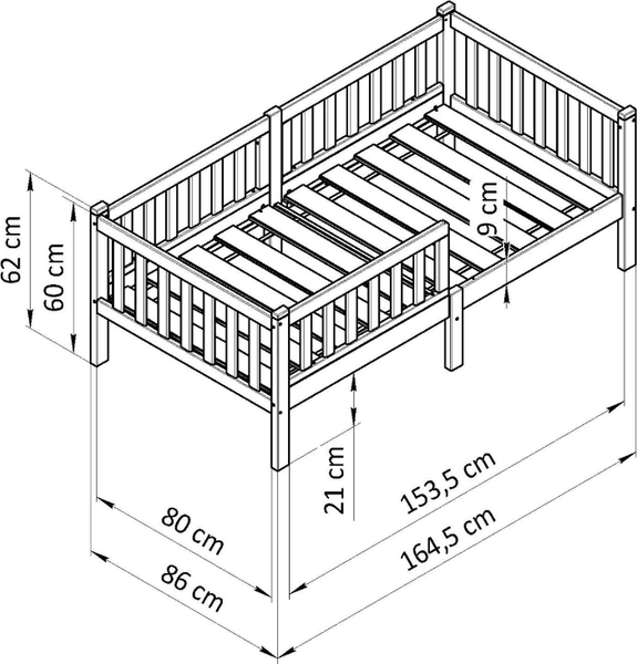 Изображение товара Кровать-тахта детская Dipriz Фиона 80x160 / Д.7552.1 (белый)