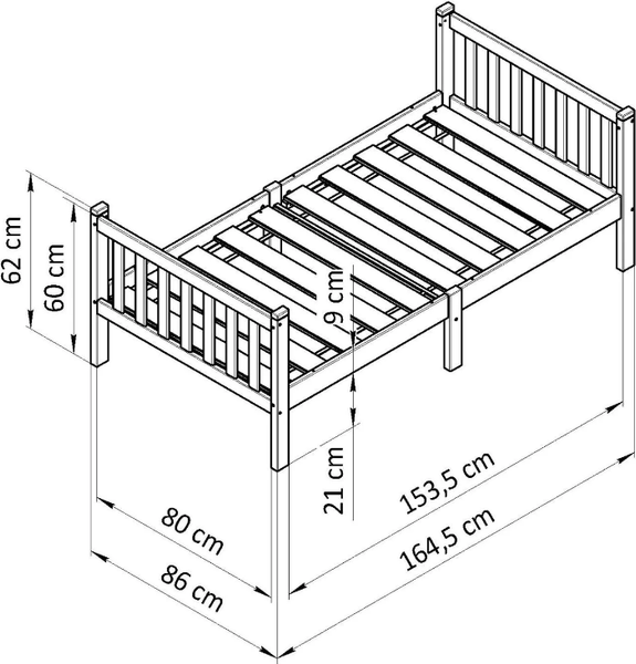 Изображение товара Кровать-тахта детская Dipriz Фиона 80x160 / Д.7552.1 (белый)