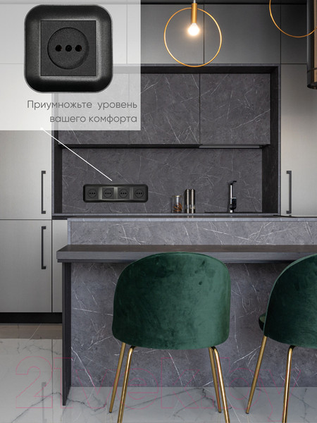 Изображение товара Рамка для выключателей и розеток Ovivo Loft 404-170017-228 (черный)