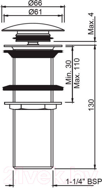Изображение товара Донный клапан Jaquar ALD-BLM-727L130