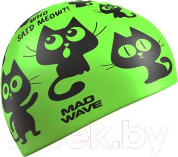 Изображение товара Шапочка для плавания Mad Wave Cats (зеленый)