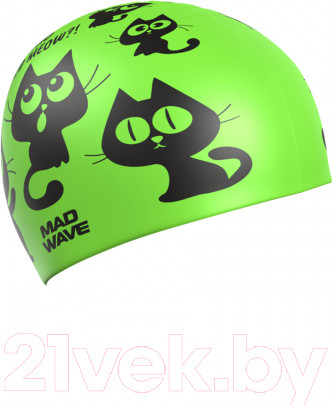 Изображение товара Шапочка для плавания Mad Wave Cats (зеленый)