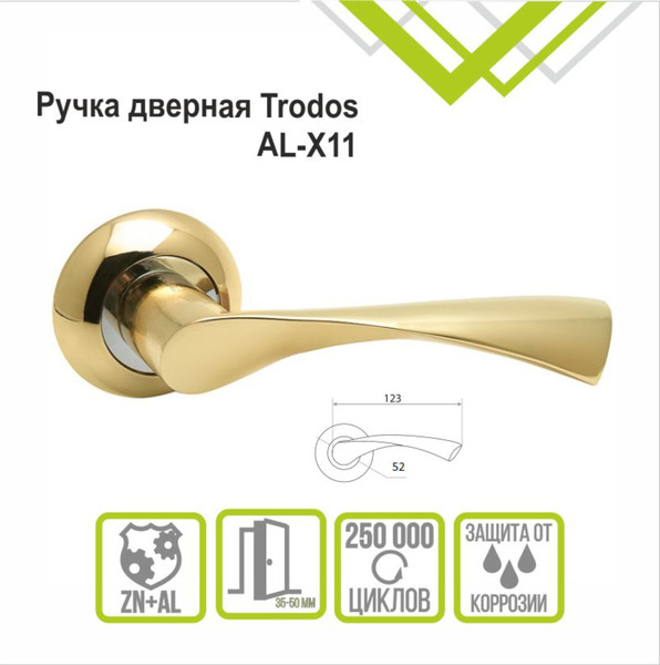 Изображение товара Ручка дверная Trodos 11 серия 08 (золото)