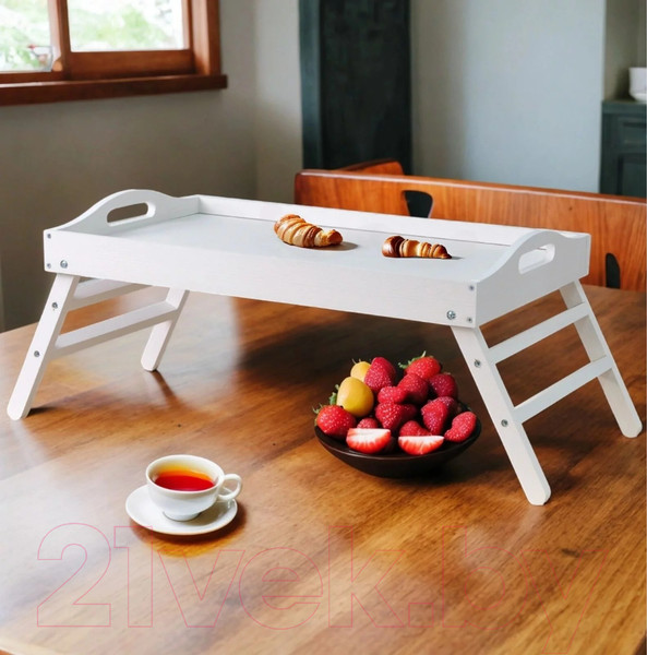 Изображение товара Поднос-столик Dipriz 52.5x32x24 / Д.7602.3 (белый/бейц)