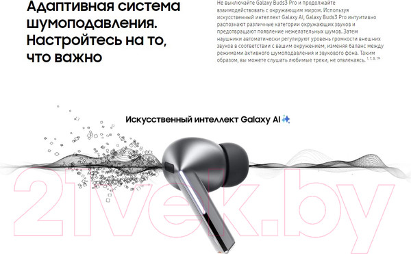 Изображение товара Беспроводные наушники Samsung Galaxy Buds 3 Pro / SM-R630 (серебристый)