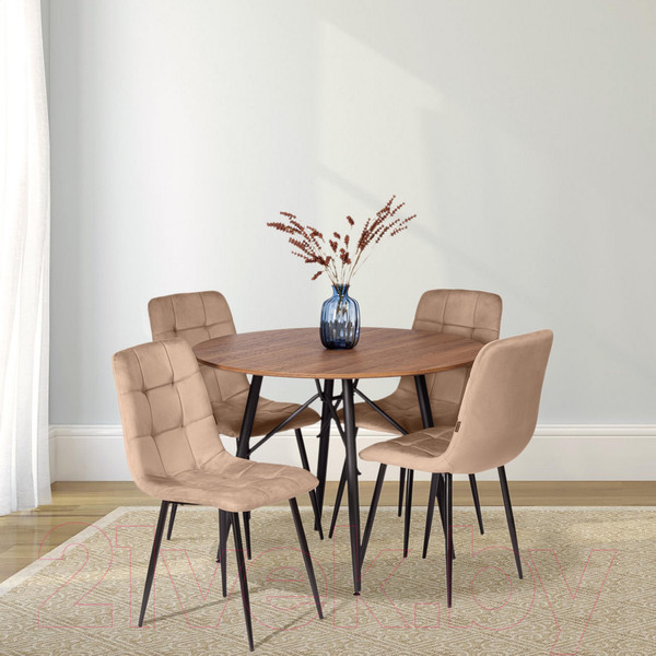 Изображение товара Стул Tetchair Chilly велюр/металл (бежевый/черный)