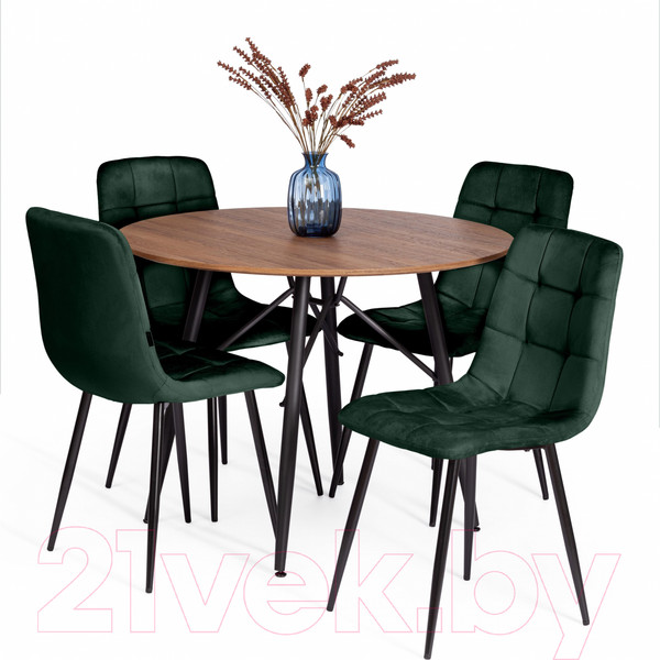 Изображение товара Стул Tetchair Chilly велюр/металл (темно-зеленый/черный)