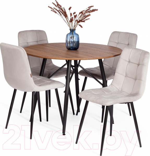 Изображение товара Стул Tetchair Chilly велюр/металл (светло-серый/черный)