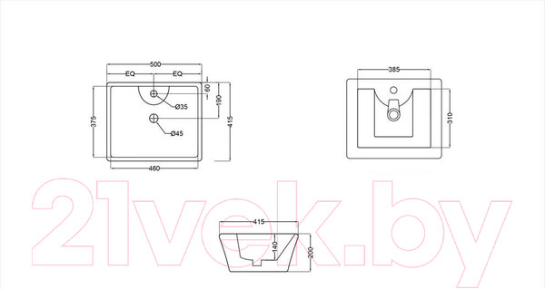 Изображение товара Умывальник Jaquar Fonte FNS-WHT-40931