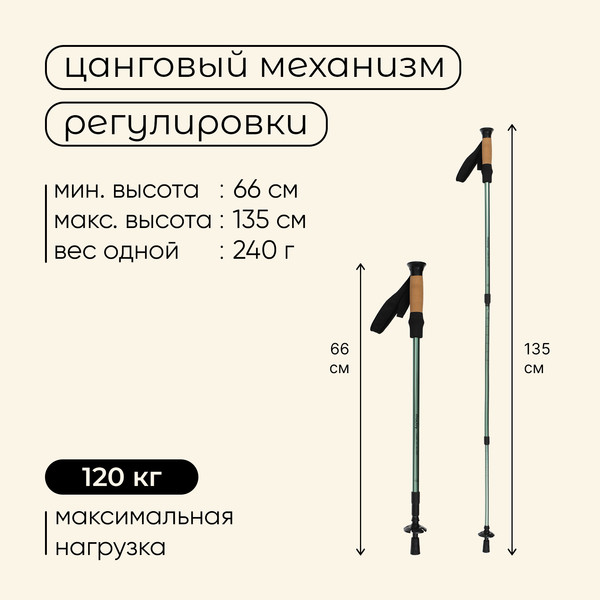 Изображение товара Трекинговые палки Maclay 10349422 (2шт, оливковый)
