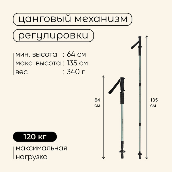 Изображение товара Трекинговая палка Maclay 10349418 (оливковый)