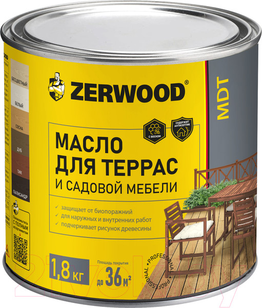 Изображение товара Масло для древесины Zerwood MDT (1.8кг, белый)