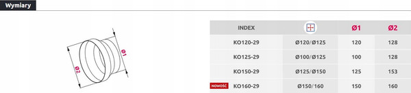 Изображение товара Соединитель воздуховода Awenta KO120-29