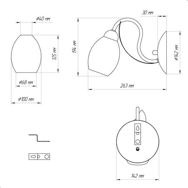Изображение товара Бра Элетех Лилия НББ 01-60-112 Е27 / 1005405403 (511 бежевый/золотой)