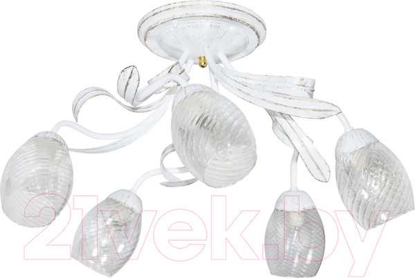 Изображение товара Люстра Элетех Лилия НПБ 01-5x60-107 Е27 / 1005405405 (151 белый/золотой)