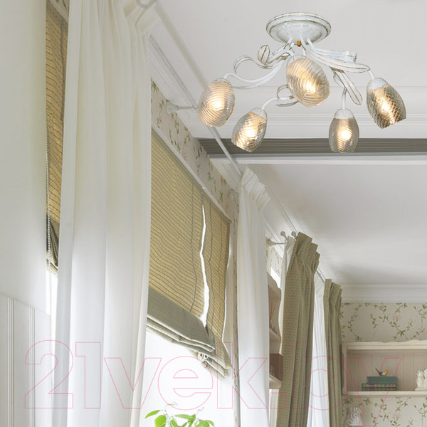 Изображение товара Люстра Элетех Лилия НПБ 01-5x60-107 Е27 / 1005405405 (151 белый/золотой)