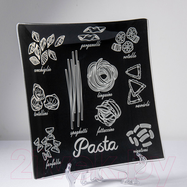 Изображение товара Тарелка столовая обеденная NiNaGlass Паста 85-174-2525 / 4840164161 (черный/белый)