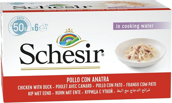 Изображение товара Влажный корм для кошек Schesir с курицей и уткой (6x50г)
