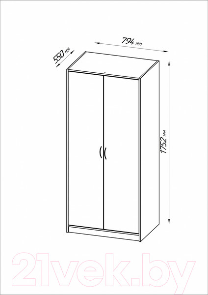 Изображение товара Шкаф Mio Tesoro Мини 2 двери 2.07.01.030.1 (белый)
