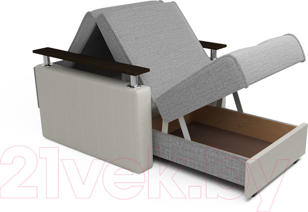 Изображение товара Кресло-кровать Mebel-Ars Шарк (рогожка серый/экокожа белый)