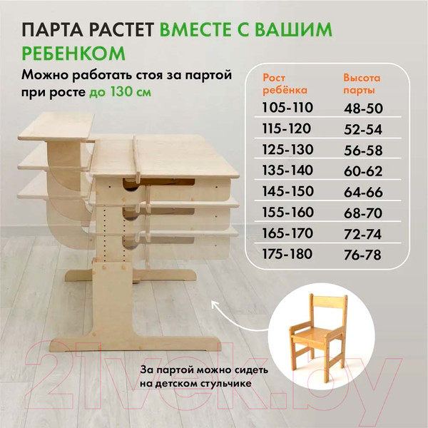 Изображение товара Парта Движение-жизнь Ученик Оптим (без покрытия)