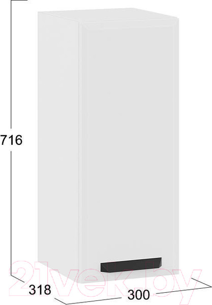 Изображение товара Шкаф навесной для кухни ТриЯ Тиана 1В3 (белый/белый супермат)