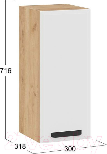 Изображение товара Шкаф навесной для кухни ТриЯ Тиана 1В3 (дуб крафт золотой/белый супермат)