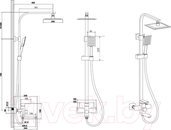 Изображение товара Душевая система со смесителем Ekko E24803-7